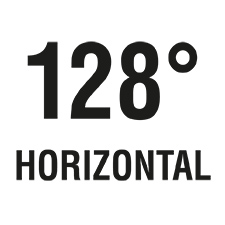 Der horizontale Blickwinkel beträgt 128°