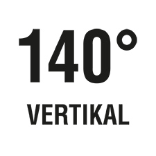 Der vertikale Blickwinkel beträgt 140°