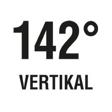 Der vertikale Blickwinkel beträgt 142°