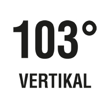 Der vertikale Blickwinkel beträgt 103°