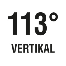 Der vertikale Blickwinkel beträgt 113°