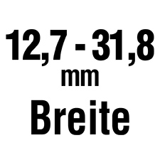 Die Breite ist 12,7 – 31,8 mm.