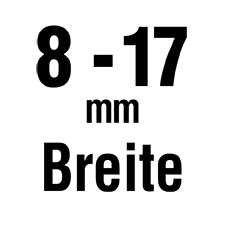 Die Breite ist 8 – 17 mm.