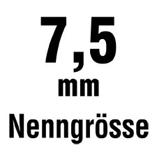 Die Nenngröße beträgt 7,5 mm.