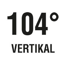 Der vertikale Blickwinkel beträgt 104°