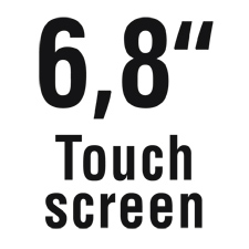 Berührungsempfindliches 6,8“/17,3 cm Touchscreen Display, das sich einfach durch ein kurzes Antippen bedienen lässt