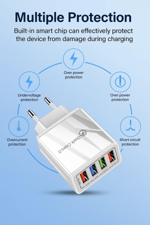 4-Port USB Schnellladegerät QC 3.0 Netzteil Adapter 5V/3.1A – Weiß