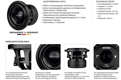 ETON Move MW8 20 cm Subwoofer Chassis