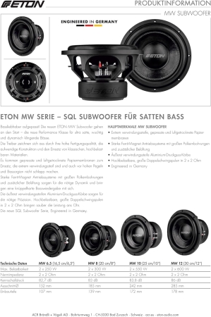 ETON Move MW10 25 cm Subwoofer Chassis