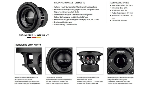 ETON Move MW10 25 cm Subwoofer Chassis