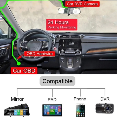 OBD Stromversorgung für Dashcam und DVR 24 Stunde Parküberwachung