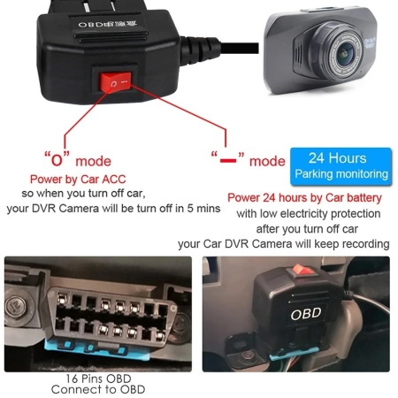 OBD Stromversorgung für Dashcam und DVR 24 Stunde Parküberwachung