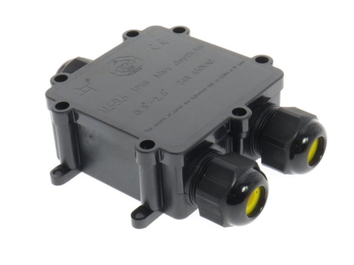 Verteilerdose, 3 Wege, 72x70x28 mm, wasserdicht IP68, Edelstahlschrauben