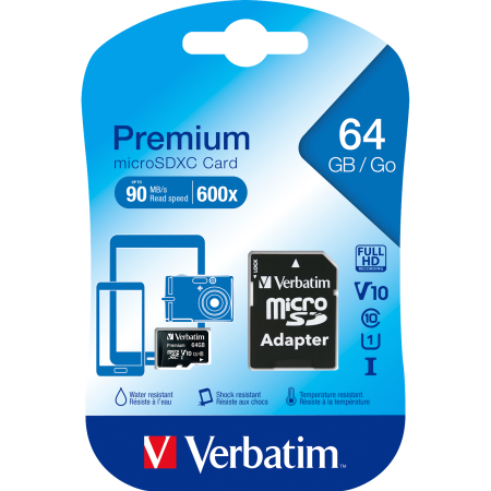 Verbatim microSDHC Speicherkarte, 64 GB