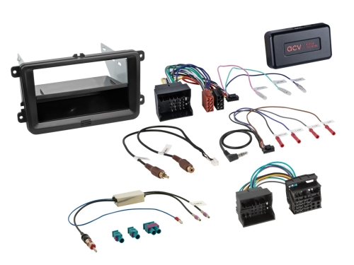 2-DIN Kit mit Fach Skoda/VW schwarz 40Pin/52Pin i-dapter