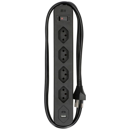 Steckdosenleiste Basic Line 4x Typ 13 USB A+C schwarz Schalter