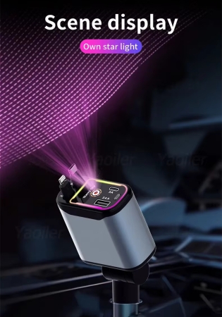 4-in-1 einziehbares Autoladegerät, 69 W USB-C und lightning anschluss