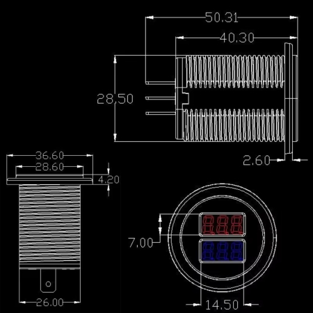 5V 3,1A 12V Dual USB Autoladegerät mit wasserdichter Abdeckung für Fahrzeug Blau