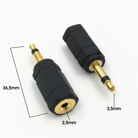 Gold 2,5mm Mono weiblich auf 3,5mm Mono männlich Audio-Adapter zur Verbesserung