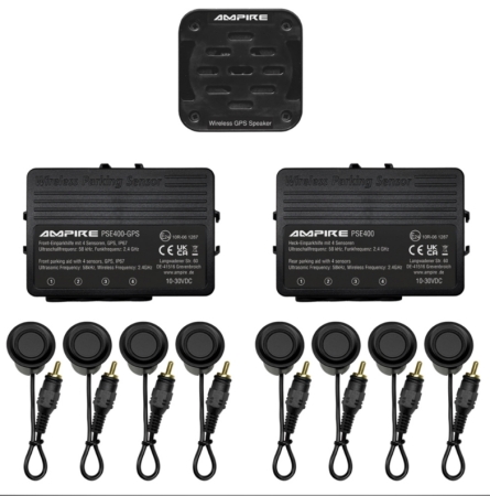 AMPIRE Einparkhilfe für Front- & Heck-Stoßfänger (GPS-gesteuert, Schwarz Matt)