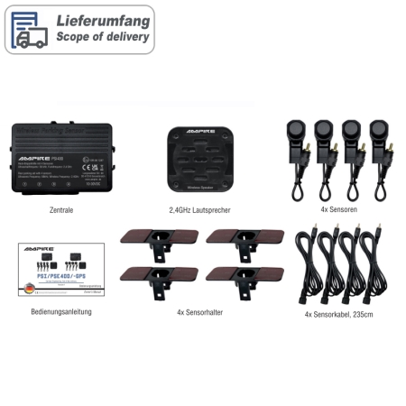 Einparkhilfe für Heck-Stossfänger, Schwarz matt, Hinterbau-Montage