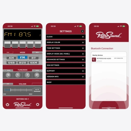 RETROSOUND Radiomodul (UKW/DAB+/BT/USB/APP) inklusive Einbaumaterial und Verkabe