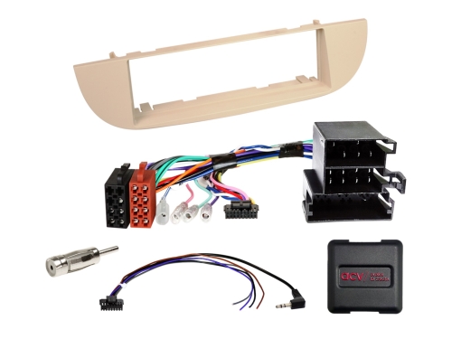 1-DIN Kit Fiat 500(ZAF 312) beige 2007-2015 LFB/Antenne