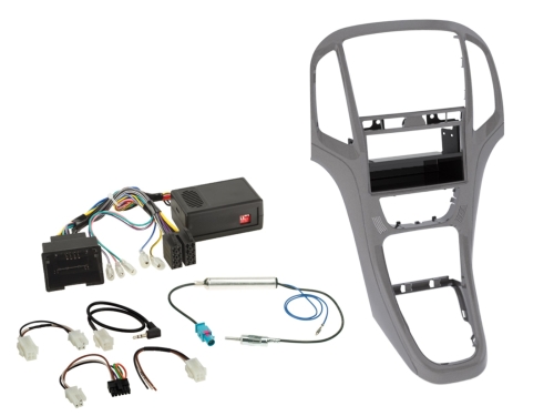 LFB 2-DIN Kit mit Fach Opel Astra J 2009-2018 titan grau