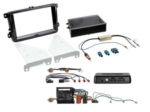 2-DIN Kit mit Fach Skoda / VW Klavierlack 52Pin i-adapter