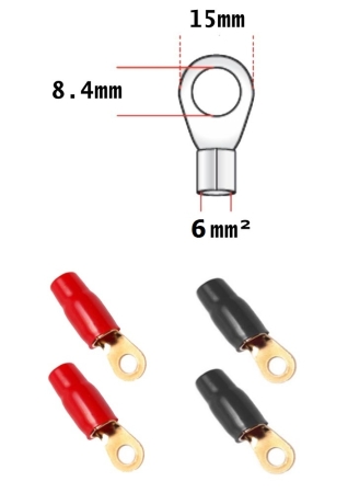 HA64 Ringösen 6 mm² > 8,4 mm 2 x rot / 2 x schwarz