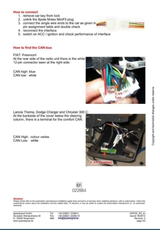 Komfort CAN-Bus Interface Fiat / Chrysler / Dodge (CAN-FI02)
