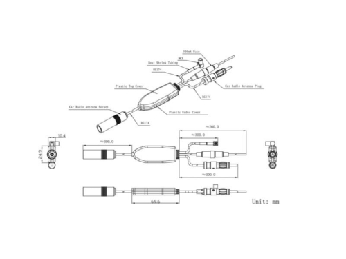 Antennensplitter AM/FM DAB 30cm SMB(f)