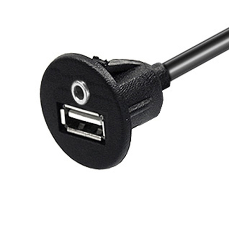 USB/AUX Einbaubuchse mit 60cm Kabel, 3.5mm Klinke