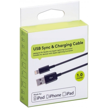 USB-Kabel auf Apple Lightning Stecker, 1m, schwarz