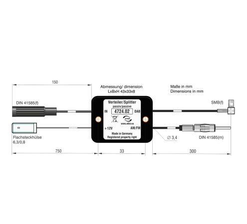 ATBB 4724.02 Passiv FM DAB+ Weiche-Splitter