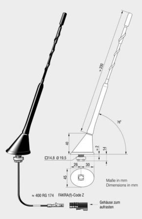 Flex-Antenne AM/FM/DAB, DAB+ PASSIV