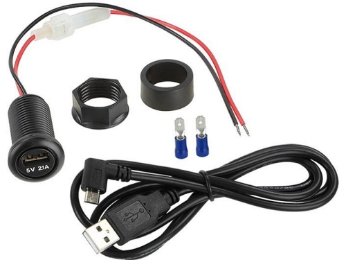 USB Ladeadapter 12V USB-A 5V/2,1A/ USB>Micro USB 1m