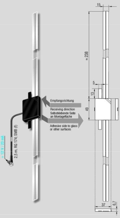 Antenne Bad Blankenburg - Glasklebeantenne aktiv DAB+ - mit Splitter auch für FM