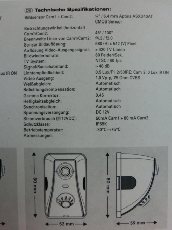 ZENEC ZE-RVSC200-MK2 Doppellinsen-Rückfahrkamera für Reisemobile