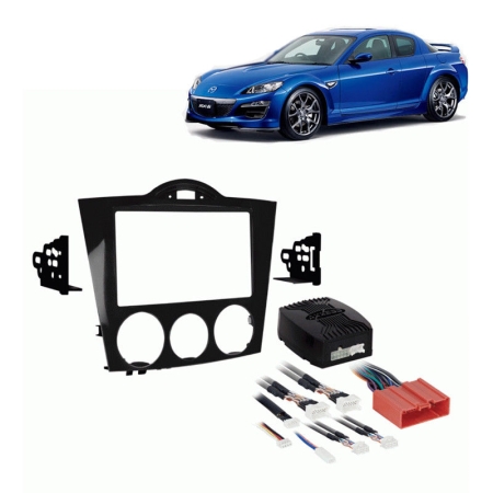 Radiohalterung 2DIN / 2ISO Einbau-Kit für Mazda RX-8 2004-2008, schwarz glänzend