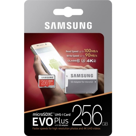 Samsung Evo+ microSDXC, 256 GB, U3, UHS-I