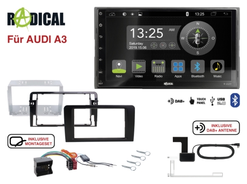 Radical R-D211 2-DIN DAB+ mit Montageset für Audi A3