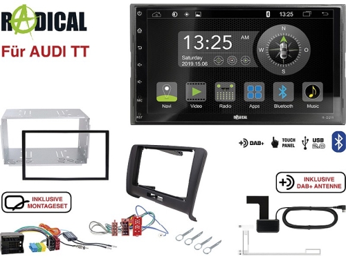 Radical R-D211 2-DIN DAB+ mit Montageset für Audi TT Teilaktiv