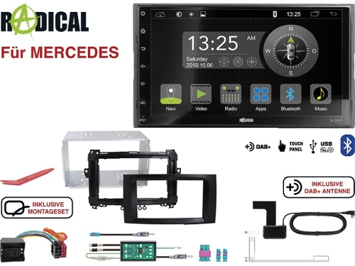 Radical R-D211 2-DIN DAB+ Montageset für Mercedes schwarz matt lackiert