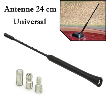 Universal 24 cm Schwarz Stab Antenne AM / FM DAB GSM mit 3 Adapter M4 M5 M6