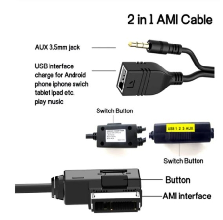 AUX Audio Kabel MDI AMI MMI Interface USB Jack 3,5mm männlichen kabel für Audi A