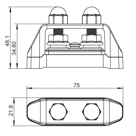 Stromverteiler mit 2x M8 Anschlüssen (gebrückt)