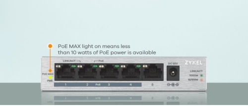 ZyXEL Netzwerk PoE+ Switch GS1005HP 5 Port