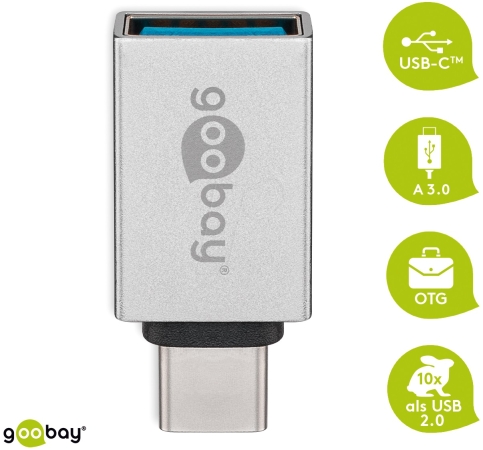 USB C Stecker auf USB 3.0 A Buchse, silber