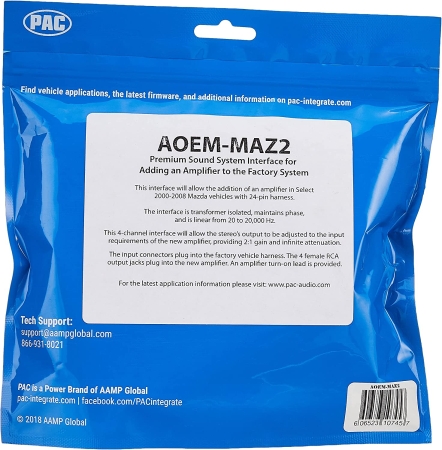 Pac aoem-maz2-Schnittstelle ermöglicht Zusatz von einen Verstärker in Mazda